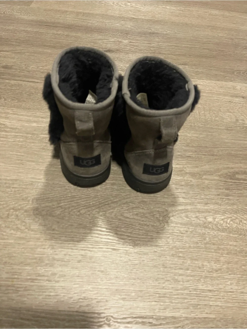 UGG Women's Gray Suede Shearling-Trim Winter Boots Small Flawed